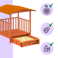 Pieskovisko s verandou SUNNY, 130x130x143cm, hnedá/oranžová