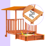 Pieskovisko s verandou SUNNY, 130x130x143cm, hnedá/oranžová