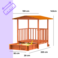 Pieskovisko s verandou SUNNY, 130x130x143cm, hnedá/oranžová