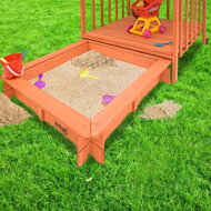 Pieskovisko s verandou HAPPY, 130x130x143 cm, hnedá/šedá