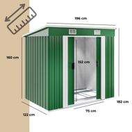 Záhradný domček na náradie L, 196x122x182cm,  zelená