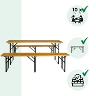 Pivný set MAXI sklápateľný, 220cm, prírodná hnedá