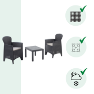 Záhradný set AKITA, 3-dielny, antracitová