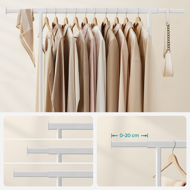 Stojan na oblečenie INEZ na kolieskach, max.90kg, 83,5x45x160cm, biela