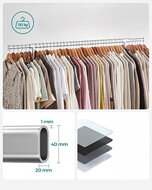 Stojan na oblečnie IRENE na kolieskach, max.130kg, 150x45x160cm, strieborná