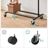 Stojan na oblečenie INEZ na kolieskach, max.90kg, 83,5x45x160cm, čierna