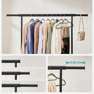 Stojan na oblečenie INEZ na kolieskach, max.90kg, 83,5x45x160cm, čierna