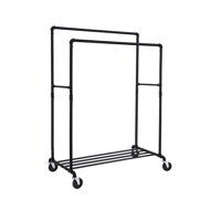 Dvojitý stojan na oblečenie RARE, vodovodné rúry 100x59x162cm, čierna