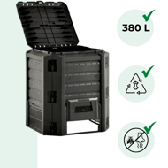 Kompostér COMPOGREEN 380 l, čierna
