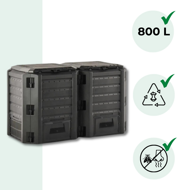 Záhradný kompostér COMPOGREEN, 800l, čierna