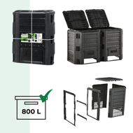 Záhradný kompostér COMPOGREEN, 800l, čierna