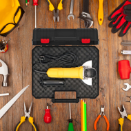 Kufor na náradie s penovou výplňou HEAVY, 38x34x14cm, čierna