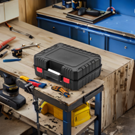 Kufor na náradie s penovou výplňou HEAVY, 38x34x14cm, čierna