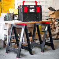 Podstavec, stavebná koza TITAN, sada 2 ks,  58x5x79cm, čierna/červená