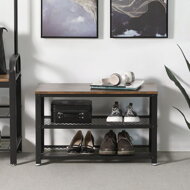 Lavica do predsiene s priestorom na topánky INDY, 73x30x45cm, hnedá/čierna