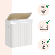 Bambusový kôš na bielizeň DORA, 150 l, biela