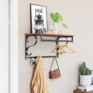 Vešiak na stenu HENRY, 60x30x32cm, čierna/hnedá