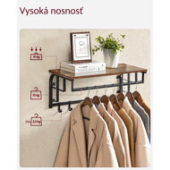 Vešiak na stenu HENRY, 66x30x27cm, čierna/hnedá