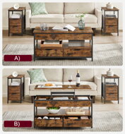 Výškovo nastaviteľný konferenčný stolík GASPAR, 50x100x(48-63)cm, čierna / hnedá