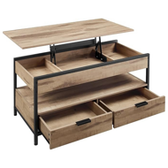 Výškovo nastaviteľný konferenčný stolík GASPAR, 50x100x(48-63)cm, čierna / camel hnedá