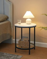 Príručný stolík ERIC s mramorovým dizajnom, 45x55cm, čierna/biela