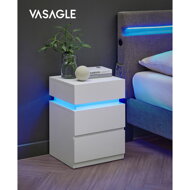Nočný stolík s podsvietením DAVY, 40x35x55cm, biela