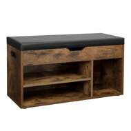 Botník s lavicou a úložným priestorom LUJZA, 80x30x44cm, tmavá hnedá/čierna