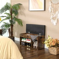 Botník s lavicou a úložným priestorom LUJZA, 80x30x44cm, tmavá hnedá/čierna