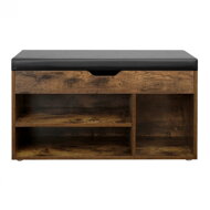 Botník s lavicou a úložným priestorom LUJZA, 80x30x44cm, tmavá hnedá/čierna