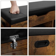 Botník s lavicou a úložným priestorom LUJZA, 80x30x44cm, tmavá hnedá/čierna