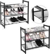 Stohovateľný regál na topánky IDA, 3 police, 74x31x63cm, čierna