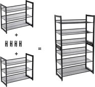 Stohovateľný regál na topánky IDA, 3 police, 74x31x63cm, čierna