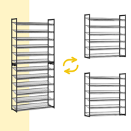 Stohovateľný regál na topánky IDA, 12 políc, 92,5x31x223cm, čierna