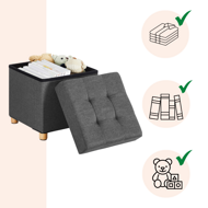 Taburet s úložným priestorom na nožičkách OTO, 38x38x40cm, antracitová