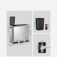 Kôš na separovanie odpadu SORT 54l (3x18 l), strieborná