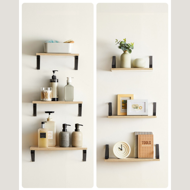 Nástenné konzolové police ABBY, 3ks, 30/35/40x12cm, čierna/ bledá hnedá