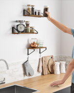 Nástenné konzolové police ABBY, 3ks, 30/35/40x12cm. čierna/hnedá