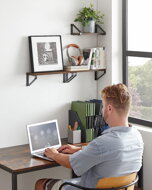 Nástenné konzolové police ABBY, 3ks, 30/35/40x12cm. čierna/hnedá