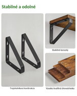 Nástenné konzolové police ABBY, 3ks, 30/35/40x12cm. čierna/hnedá