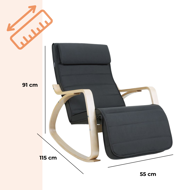 Hojdacie kreslo, leňoška SWING nosnosť 150kg, 67x115x91cm, antracitová