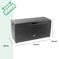 Odkladací box RATO, 310l, 119x48x60cm, antracitová