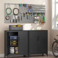 Viacúčelová kovová skrinka RAVEN, 40x80x90cm, čierna