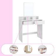 Toaletný stolík VANESA, 80x40x140cm, biela