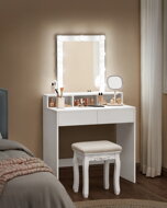 Toaletný stolík VANESA s osvetlením, 80x40x145cm, biela