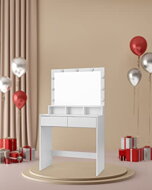 Toaletný stolík VANESA s veľkým zrkadlom a osvetlením, 80x40x140cm, biela