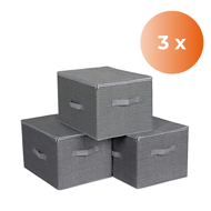 Úložné boxy ELVIS, 3ks, 40x30x25cm, šedá