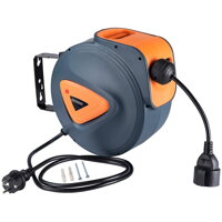 Samonavíjací káblový bubon BILY, 20m+1,5m, šedá/oranžová Samonavíjací káblový bubon BILY, 20m+1,5m, šedá/oranžová