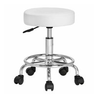 Taburetka na kolieskach OXANA s opierkou na nohy, Ø35cm, biela Taburetka na kolieskach OXANA s opierkou na nohy, Ø35cm, biela