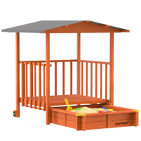 Pieskovisko s verandou SUNNY, 130x130x143cm, hnedá/šedá Pieskovisko s verandou SUNNY, 130x130x143cm, hnedá/šedá