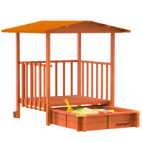 Pieskovisko s verandou SUNNY, 130x130x143cm, hnedá/oranžová Pieskovisko s verandou SUNNY, 130x130x143cm, hnedá/oranžová